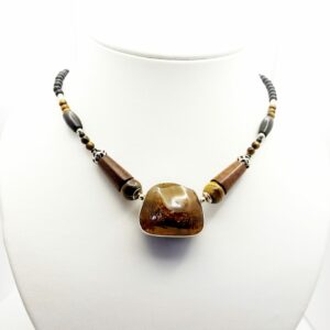 serti bloc ambre argent