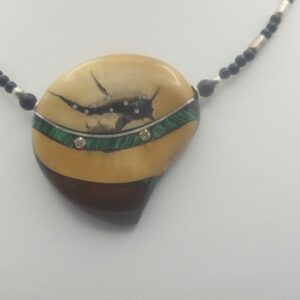 Médaillon corozo pierre naturelle malachite